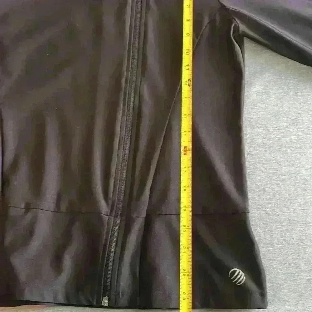 MPG black golf jacket ruffle accent sleeve size large off center front zipper - Picture 11 of 11